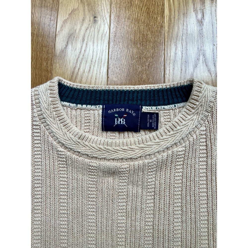 Vintage Harbor Bay Sweater Mens 1X ivory Knit Made In USA Grandpa - Picture 2 of 8